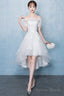 Lovely White High Low Tulle Graduation Dress, Off The Shoulder Party Dress