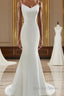 Lovely White Mermaid Straps Long Wedding Prom Dress, White Long Prom Dresses