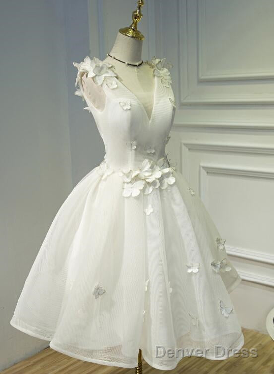 Lovely White Short Graduation Party Dress, Prom Dresses – Denver Dress