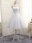 Lovely White Tulle Beaded Short Simple Wedding Prom Dress, Short Bridal Dress Wedding Dresses