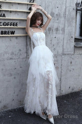 Lovely White Tulle Straps Layers Formal Dress Party Dress, White Evening Dresses