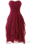 Lovely Wine Red Sweetheart Short Bridesmaid Dress, Dark Red Prom Dresses