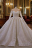 Luxurious Ball Gowns Long Sleevess 3D Lace Sweetheart Long Wedding Dresses