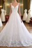 Luxurious Lace Beaded Wedding Dresses New Arrival V Neck Straps Long Ball Gown Wedding Party Bridal Dresses