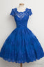 Luxurious Royal Blue Homecoming Dress,Scalloped Edge Ball Knee Length Dresses