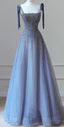 Luxurious Spaghetti Strap Tulle A Line Mermaid Prom Dresses