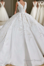 Luxurious V Neck Appliques Princess Ball Gowns Delicate Wedding Dresses