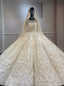 Luxury Ball Gowns Dubai Sequins Beading Long Sleeve Wedding Dresses
