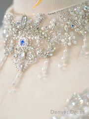 Luxury Ball Gown Off The Shoulder Short Sleeves Sequin White Wedding Dresses Brides Dress