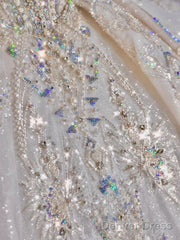 Luxury Ball Gown Off The Shoulder Short Sleeves Sequin White Wedding Dresses Brides Dress