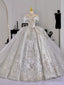 Luxury Ball Gowns Off The Shoulder Short Sleeves Sequin White Wedding Dress Brides Dresses