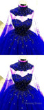 Luxury Lace Beaded Sweetheart Ball Gowns Wedding Dress With Cape Prom Dresses