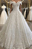 Luxury Long A Line Off the Shoulder Applique Lace Wedding Dresses