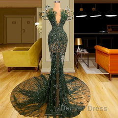 Luxury See Through Beaded Prom Dresses Bodycon Sexy Prom Evening Dresses