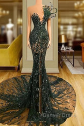 Luxury See Through Beaded Prom Dresses Bodycon Sexy Prom Evening Dresses