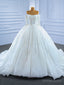 Luxury Tulle Sequins Pearls Long Sleeve Wedding Dresses