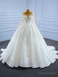 Luxury White Tulle Sequins Long Sleeve Beading Wedding Dresses