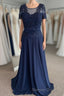 Illusion Neck Sweetheart Sleeves Beaded Appliques Long Formal Dresses with Sash