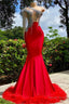 Mermaid Asymmetrical Appliques Lace Sequined Open Back One Shoulder Floor-length Sleeveless Prom Dress With Feather