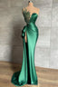 Mermaid Asymmetrical High Split Beaded Floor Length Sleeveless Prom Dresses