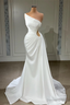 Mermaid Asymmetrical Strapless Floor Length Sleeveless Appliques With Side Train Prom Dresses