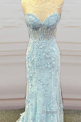Mermaid Bay Blue Lace Corset Dresses