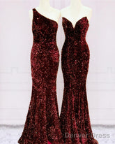 Mermaid Burgundy Sequins Bridesmaid Dresses