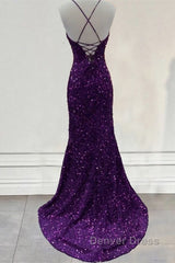 Mermaid Dark Purple Sequin Dresses