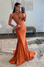 Mermaid Deep V Neck Beaded Satin Long Prom Dresses