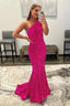 Mermaid Glitter Sexy One Shoulder Long Prom Dresses With Sequins