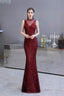 Mermaid Halter Sleeveless See Through Sequins Floor Length Prom Dresses