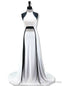Mermaid High Neck Sleeveless Beaded Crystals White Prom Dresses
