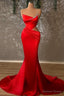 Mermaid High Split Asymmetrical Spaghetti strap Floor Length Prom Dresses