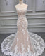 Mermaid Ivory Lace And Nude Wedding Dress