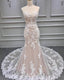 Mermaid Ivory Lace And Nude Wedding Dresses