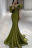 Mermaid Off The Shoulder Mermaid Green Long Prom Dress