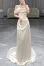 Mermaid Off The Shoulder Satin Elegant Long Wedding Dresses
