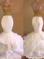 Mermaid Organza Spaghetti Straps Floor Length With Applique Dresses