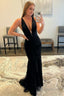 Mermaid Plunge V Neck Lace Prom Dresses