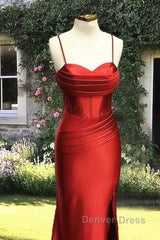 Mermaid Rust Orange Satin Dresses