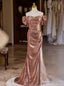 Mermaid Sequins Pleats Off the Shoulder Prom Dresses