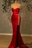 Mermaid Spaghetti strap Sweetheart Floor Length Sleeveless Sequined High Split Prom Dresses