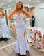 Mermaid Spaghetti Straps Lace Prom Dresses With Slit