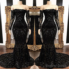 Mermaid Strapless Court Length Long Sleeve Beaded Paillette Embroidery Prom Dress