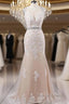 Mermaid Sweep Train Open Back Tulle Prom Appliques Wedding Dresses