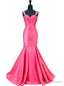 Mermaid Sweetheart Beaded Crystals Backless Hot Pink Prom Dresses