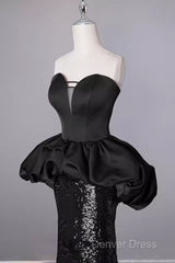 Mermaid Sweetheart Long Black Sequin Prom Dresses