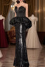 Mermaid Sweetheart Long Black Sequin Prom Dresses