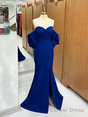 Mermaid Sweetheart Neck Satin Royal Blue Long Prom Dress
