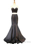 Mermaid Sweetheart Sleeveless Floor Length Black Satin Prom Dresses